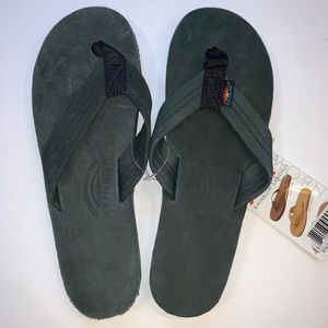 Rainbow Sandal Black Single Layer Classic Leather